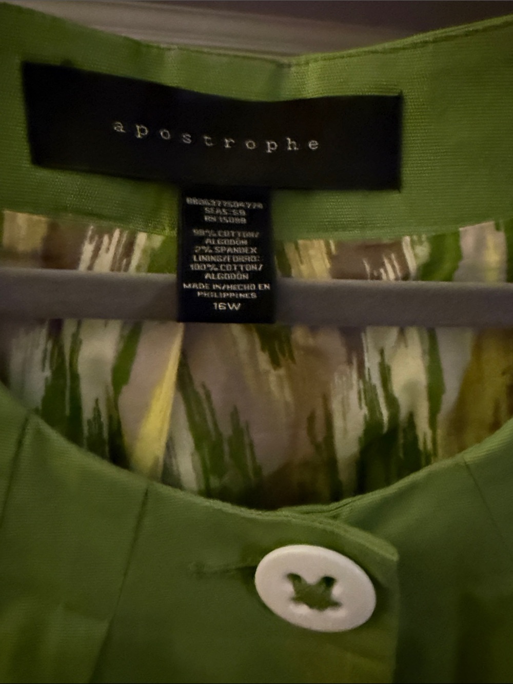 Apostrophe Green Button-Front Casual Shirt with Patterned Lining